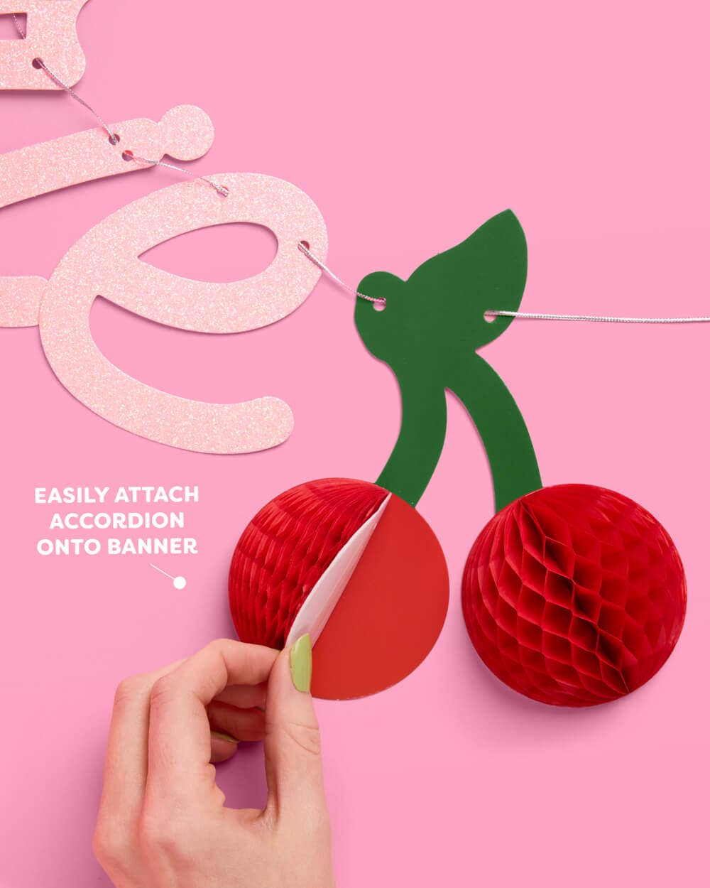 Ma Cherie 3D Glitter Banner - Cherry Baby Shower kids