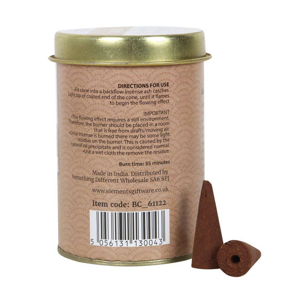 Tin of  Elements Sandalwood Jumbo Backflow Cones