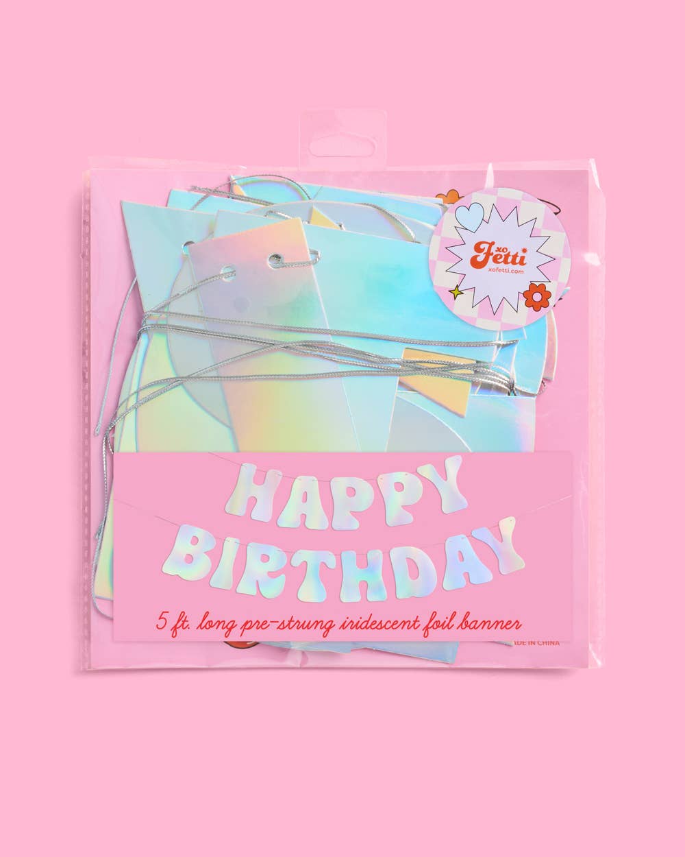 Happy Birthday Iridescent Foil 5" Banner, Party Decor