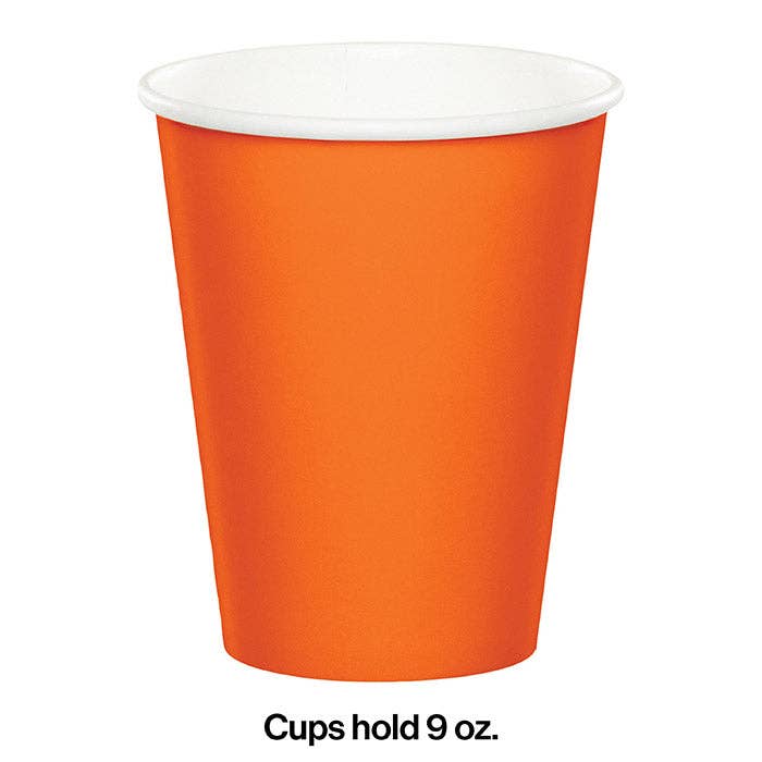 Sunkissed Orange Value 9 oz Hot & Cold Paper Cups, 8/Pkg