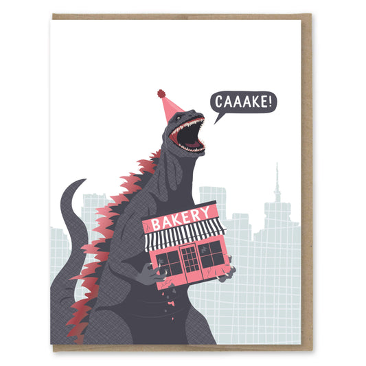 Godzilla's Bakery Birthday Card