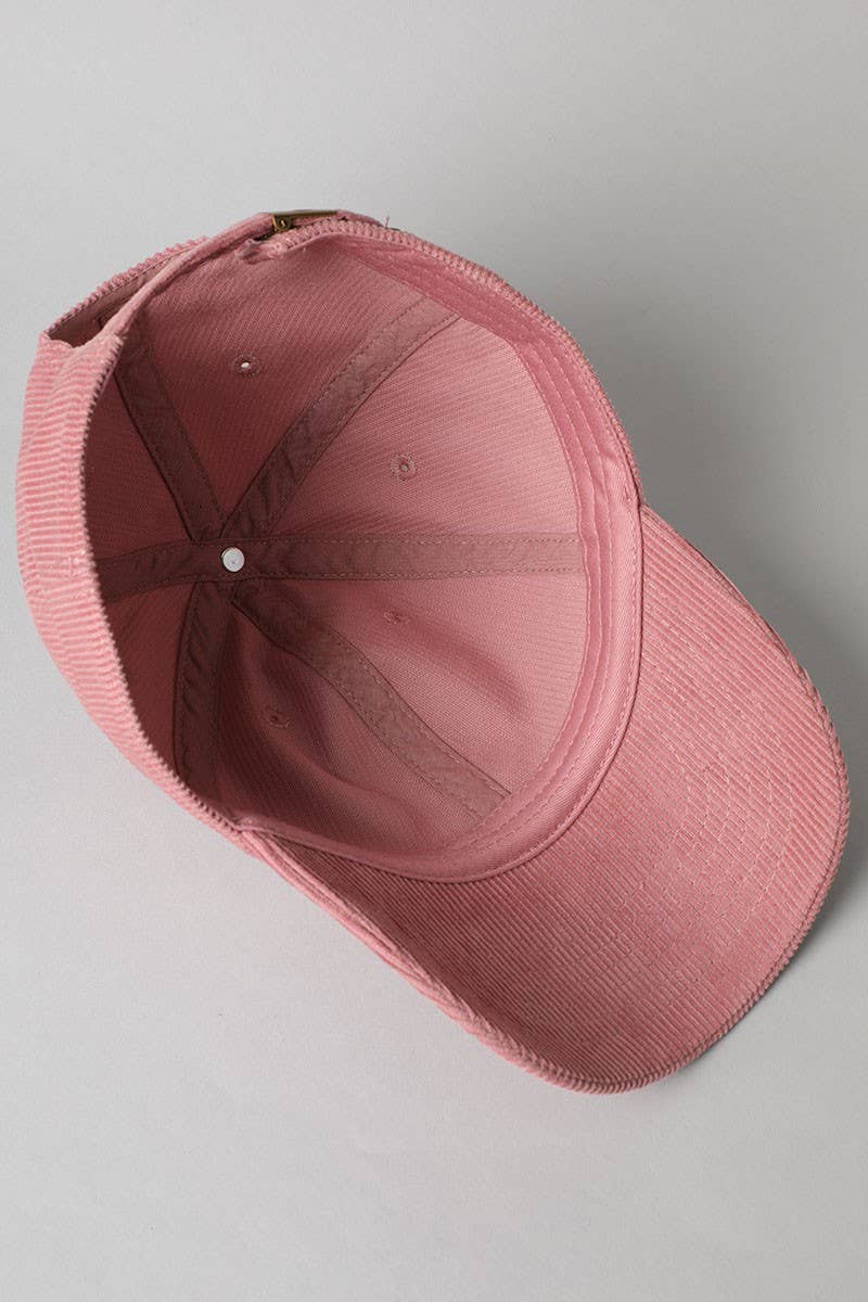Corduroy Adjustable Cotton Baseball Cap Dad Hat: SMOKEPINK / One Size