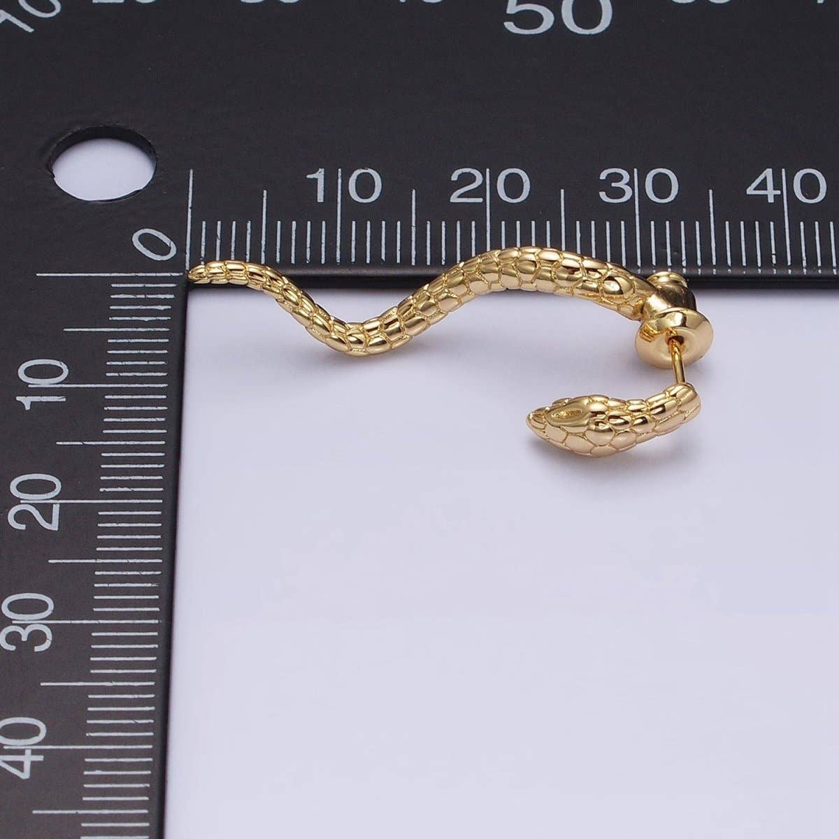 16K Gold Filled Snake Serpent Textured Wavy Drop Stud Earrings in Gold & Silver