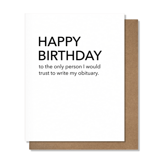 Obituary - Funny Birthday Card