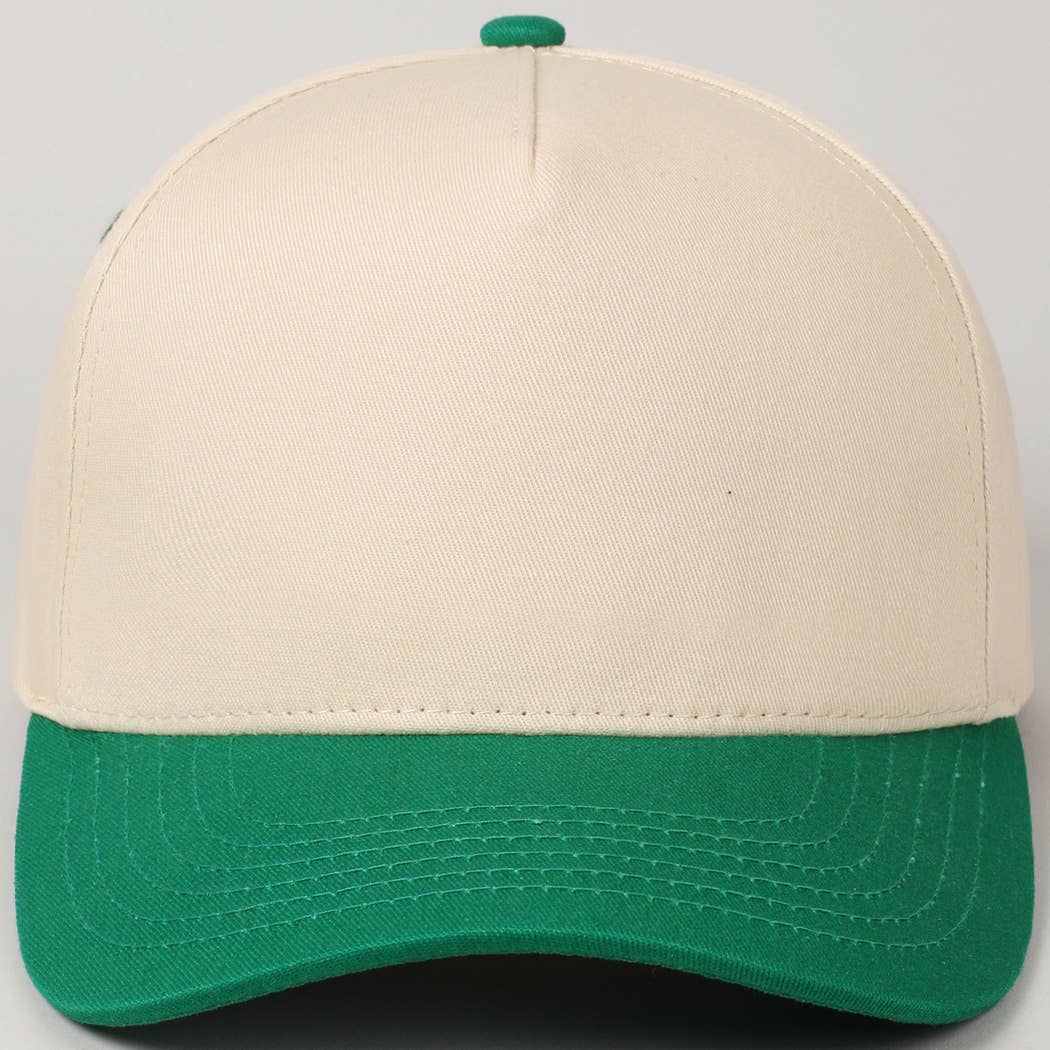 Plain Two Tone Canvas Cotton Baseball Cap : BLK / ONE SIZE