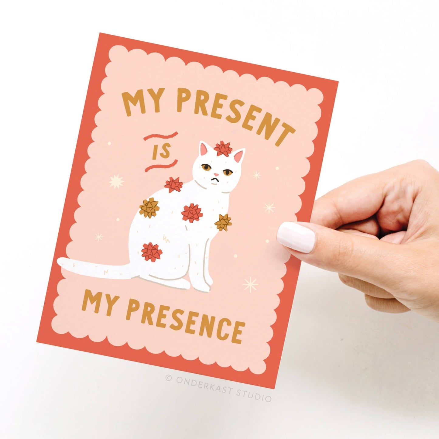 My Present Is My Presence Cat Greeting Card