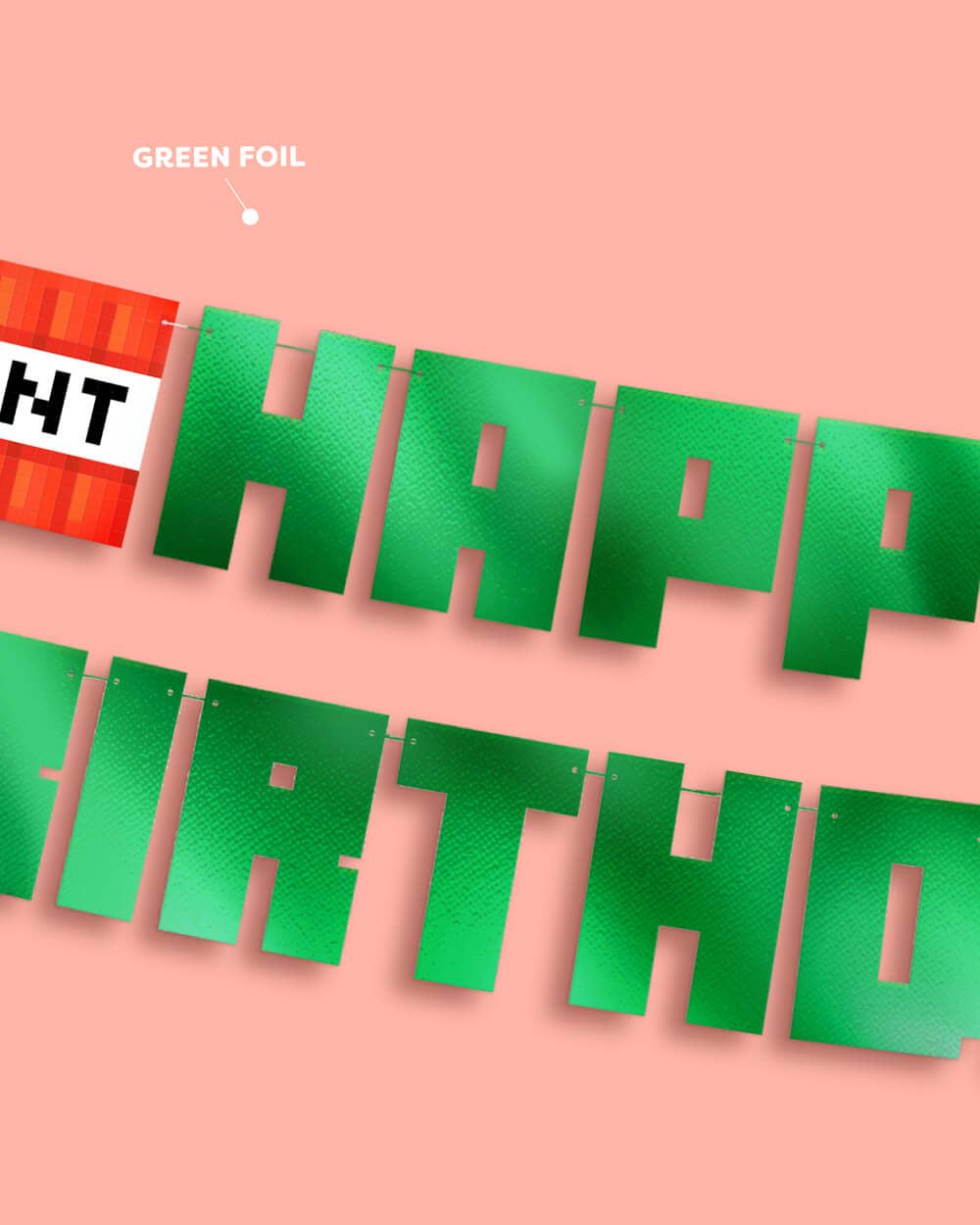 Pixel Minecraft Birthday 6" Banner - green, kids party