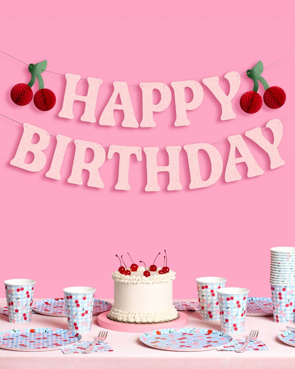 Happy Birthday Cherry Banner | Red party garland, cherry