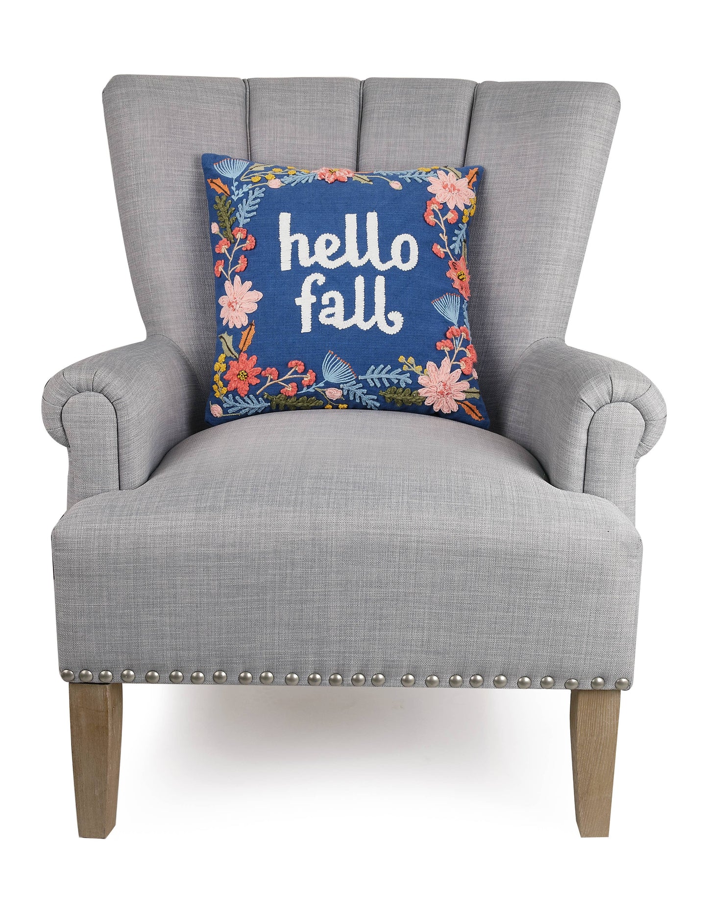 Hello Fall Embroidered Pillow