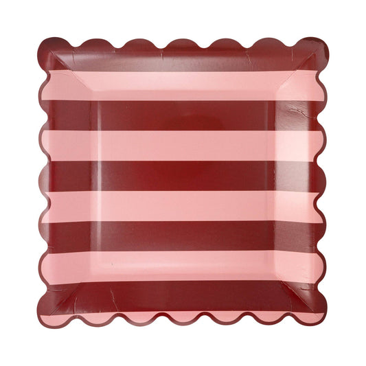 Pink & Burgundy Striped Plate