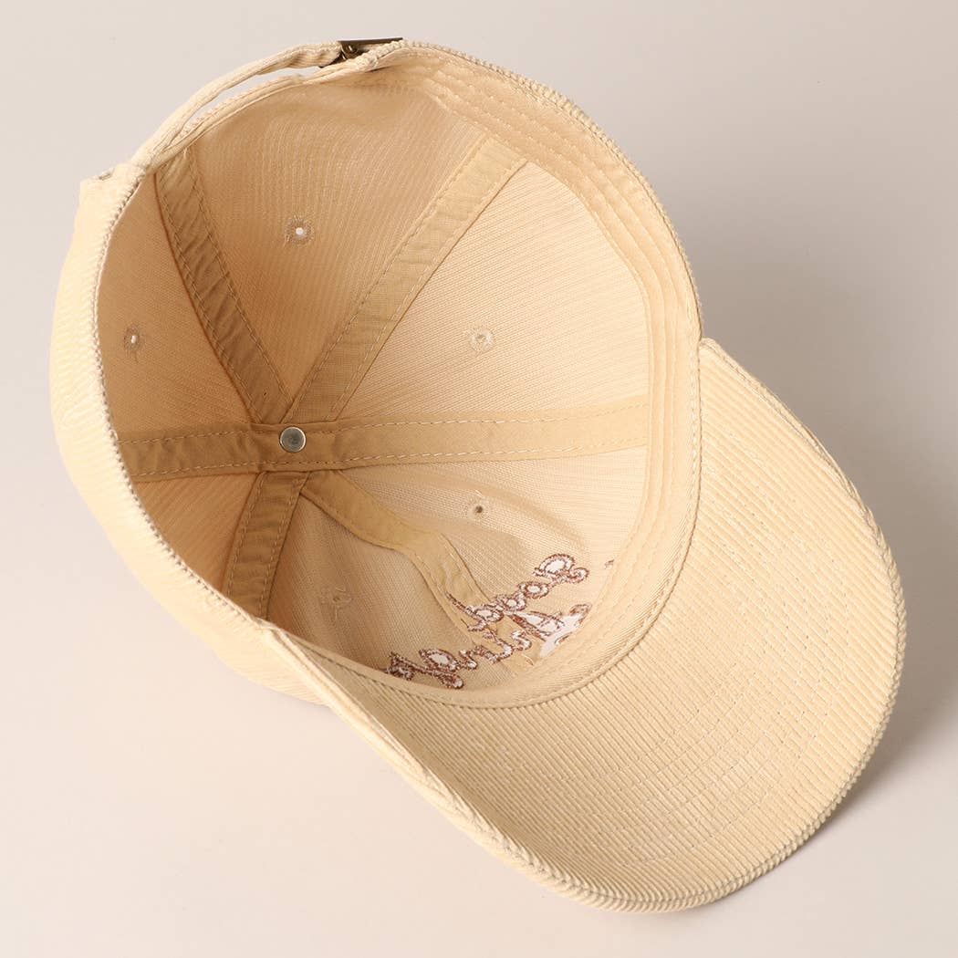 Good things take time Embroidery Corduroy Cap: MAUVE / ONE SIZE