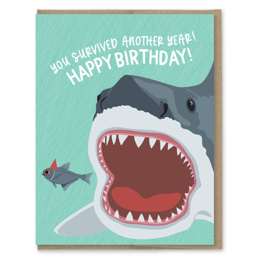 You Survived Another Year Funny Shark Birthday Card