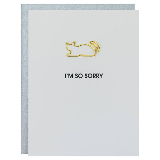 I'm So Sorry - Cat Letterpress Paper Clip Greeting Card