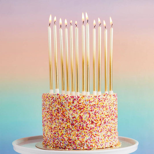 Gold Ombre Tall Skinny Wax Candles 12 Pack