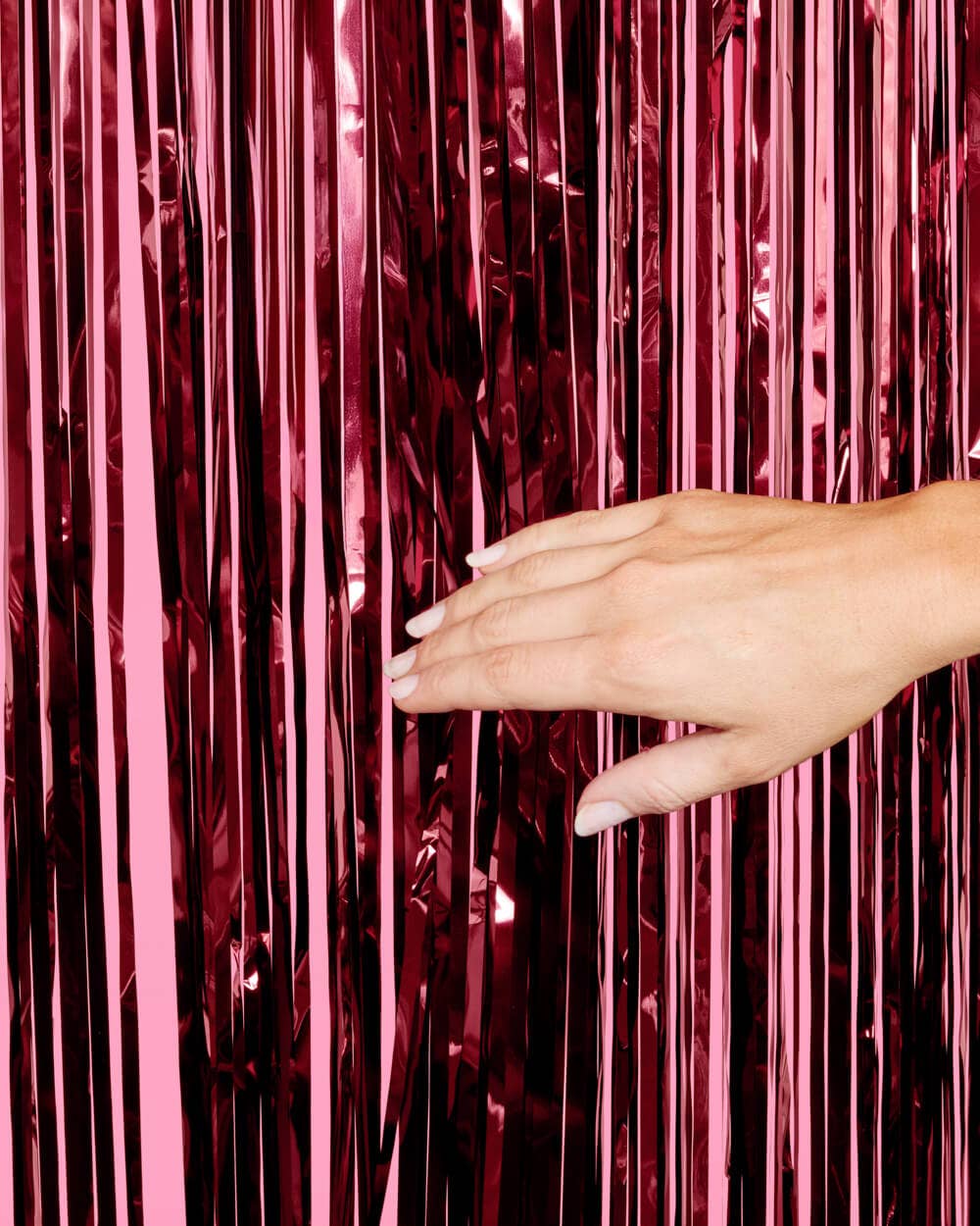 Burgundy Fringe Curtains | 2-Pack Party Backdrop, Tinsel