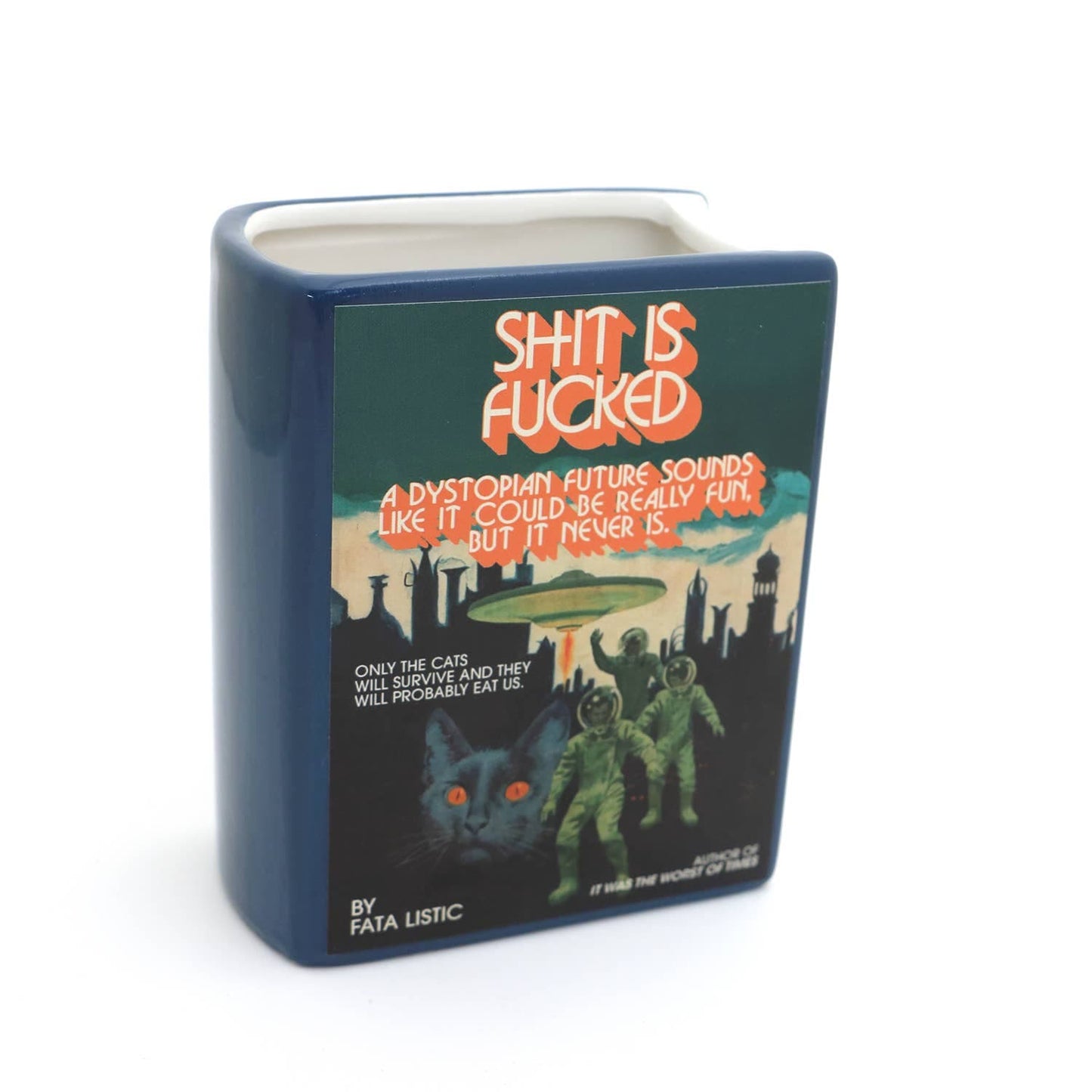 Shit is Fucked Book vase, Book pencil holder, decoupaged, vase