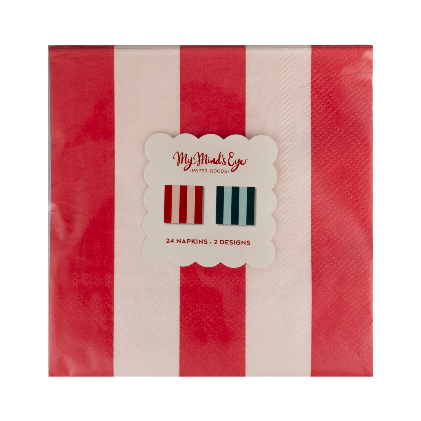 Red and Pink / Green and Mint Striped Cocktail Napkin Set