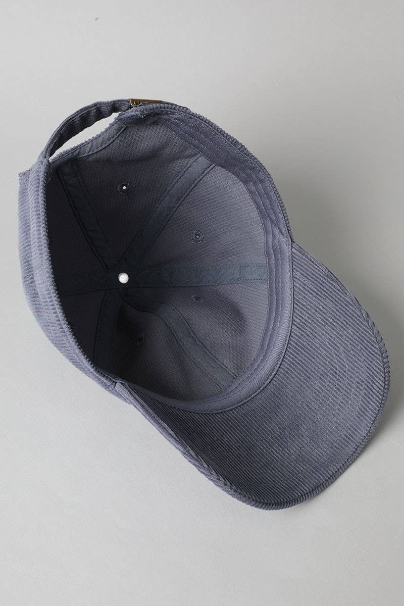 Corduroy Adjustable Cotton Baseball Cap Dad Hat: BLUEGREY / One Size