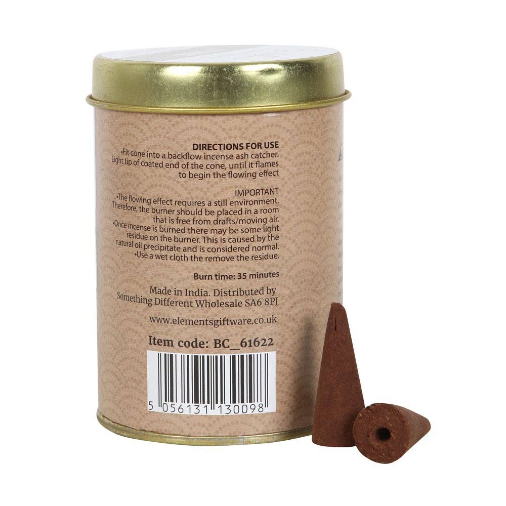 Tin of  Elements Sandalwood Jumbo Backflow Cones