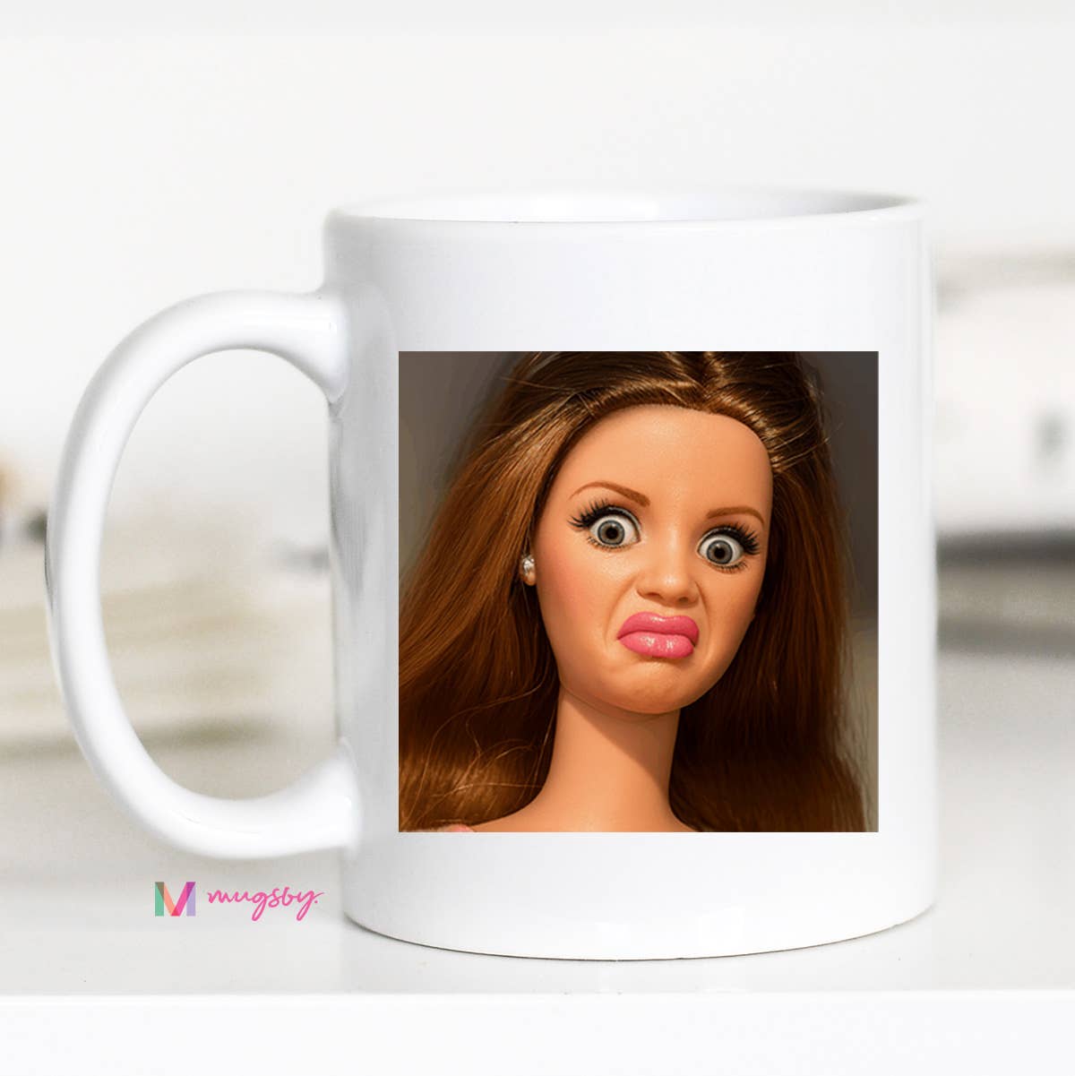 Retro Doll Coffee Mug Sarcastic Gag Gift Mug: 15oz / Black rim/handle