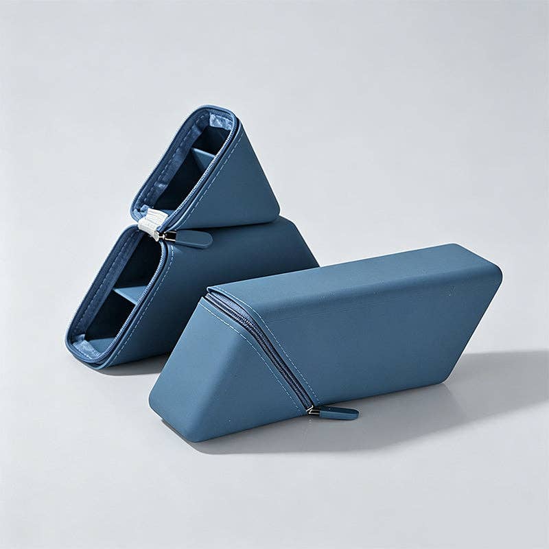 Triangular Standing Silicone Pencil Case: Blue / One Size
