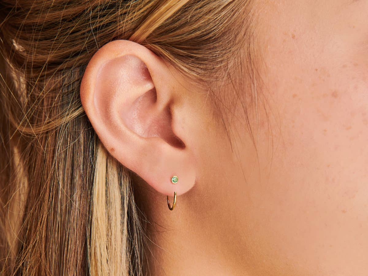 Open Emerald Gold Hoop Earrings