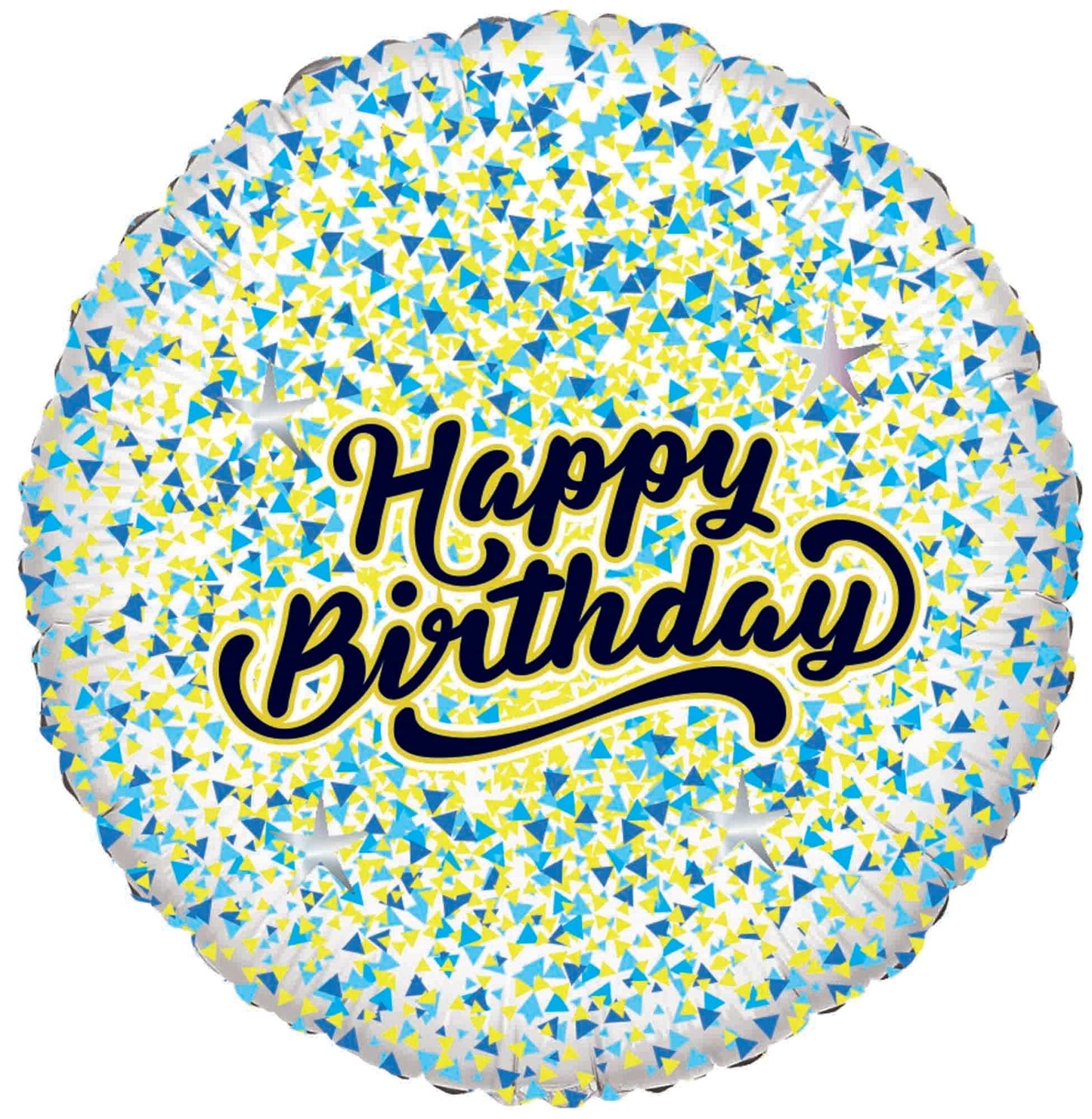 18" Happy Birthday Glitter Gold/Blue White Balloon