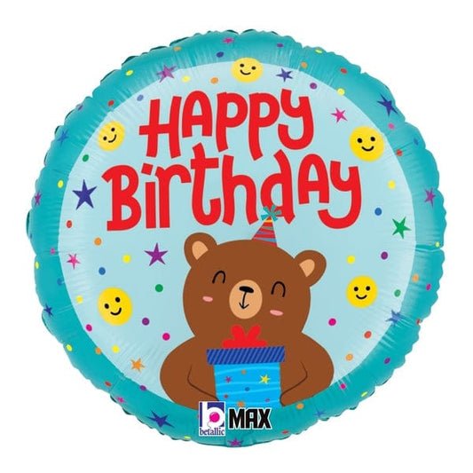 18" Birthday Smiley Bear Balloon