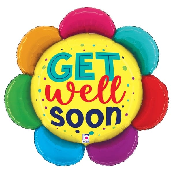 27" Get Well Soon Colorful Flower Balloon