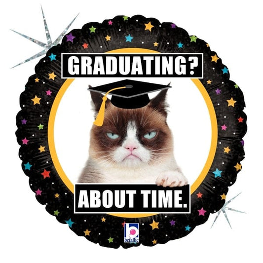 18" About Time Grumpy Cat Graduation Balloon