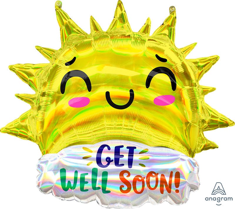 29" Holographic Get Well Happy Sun Balloon