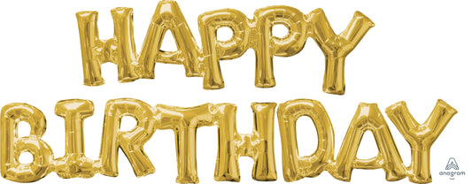 30" Happy Birthday Gold Balloon (Air Only)