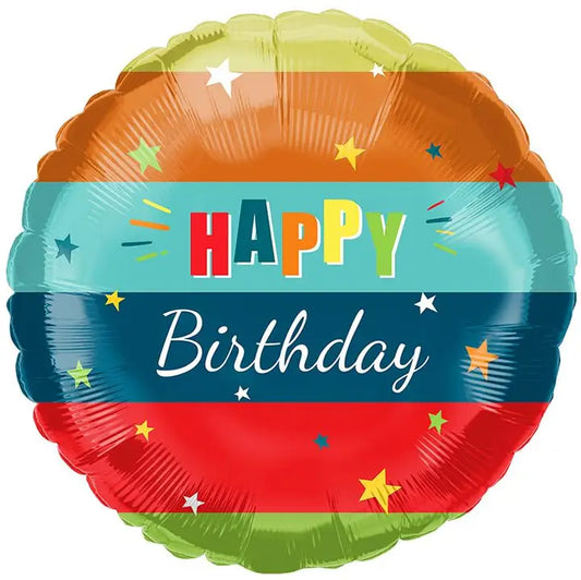18" Happy Birthday Color Bars Balloon