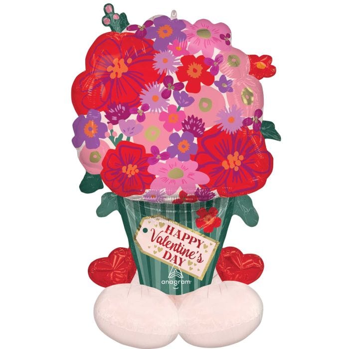 45" Airloonz Happy Valentine’s Day Floral Bucket Balloon