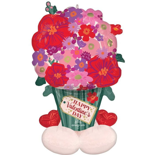 45" Airloonz Happy Valentine’s Day Floral Bucket Balloon