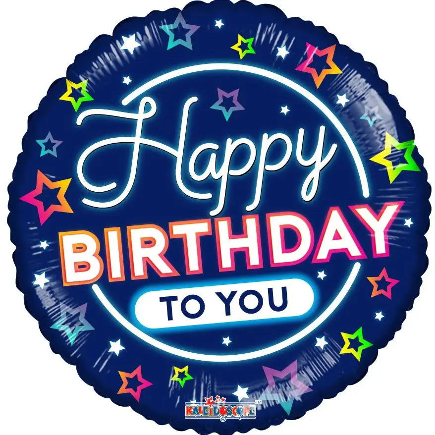 18” Glow Color Happy Birthday Balloon