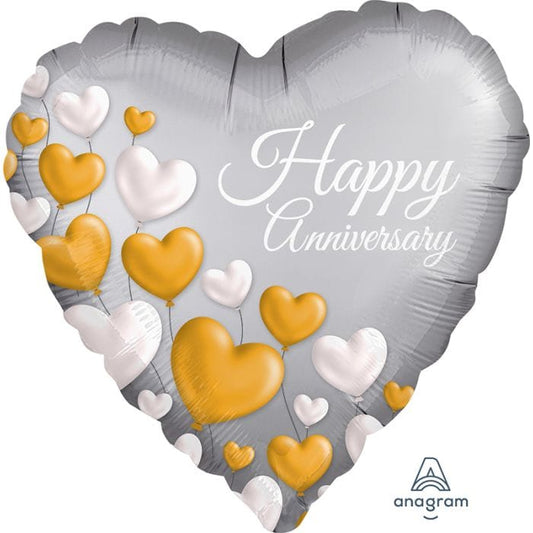 18" Happy Anniversary Hearts Balloon