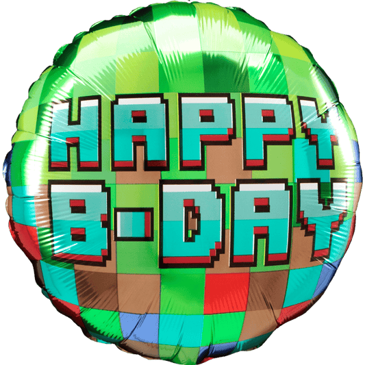 18" Happy B-Day Pixel Party Balloon