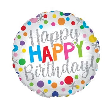 18" Happy Happy Birthday Big Dots Balloon