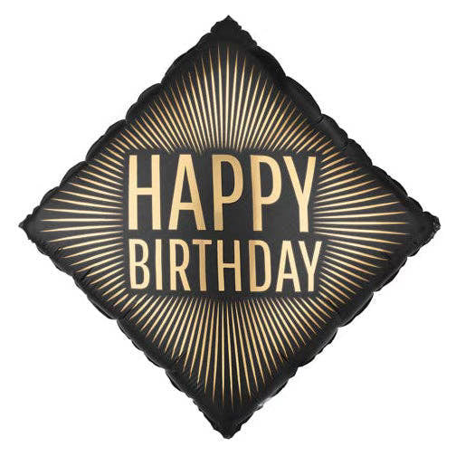 18” Happy Birthday Black Shape Balloon
