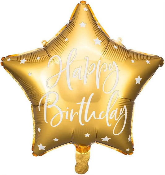 18” Happy Birthday Gold Star Balloon