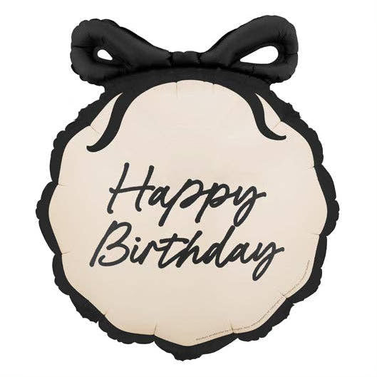 18” Happy Birthday Black Bow Balloon