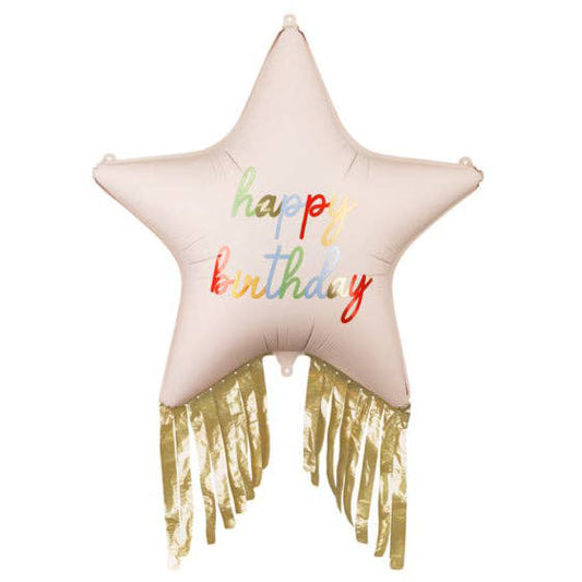 28” Happy Birthday Star w/ Fringe Balloon