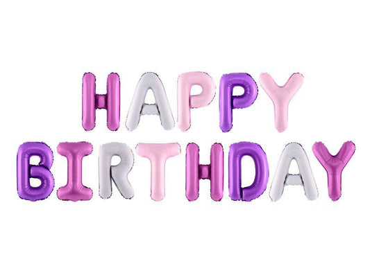 Purple Mix Happy Birthday Banner Balloon (Air Only)