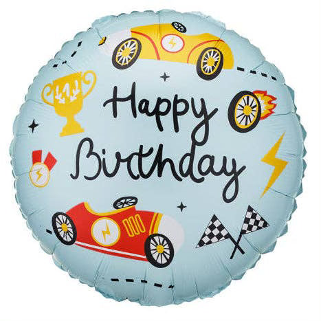 18” Happy Birthday Racing Balloon