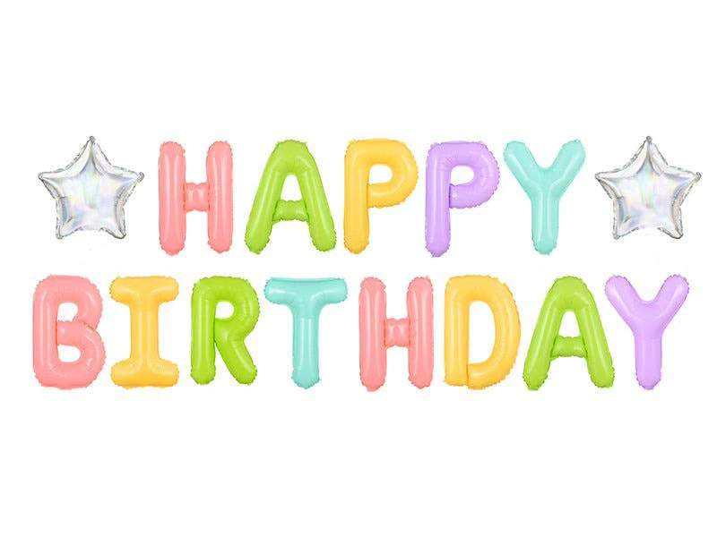 Pastel Rainbow Happy Birthday Banner Balloon (Air Only)