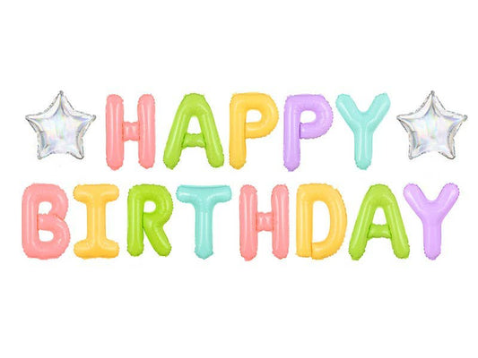 Pastel Rainbow Happy Birthday Banner Balloon (Air Only)
