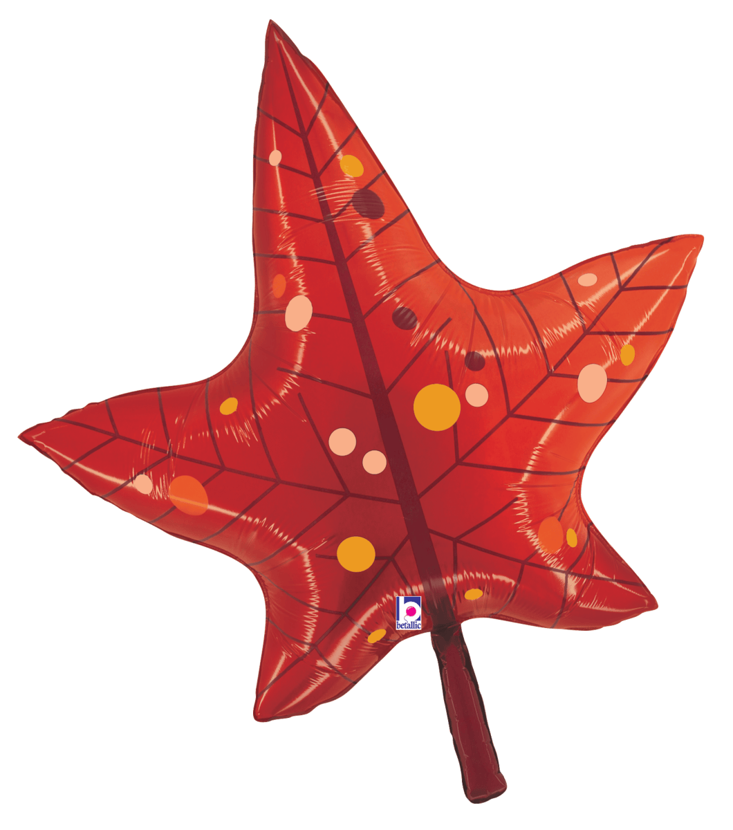 30” Red Fall Leaf Balloon