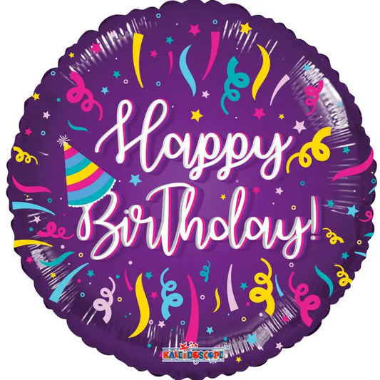 18" Purple Happy Birthday Confetti Balloon