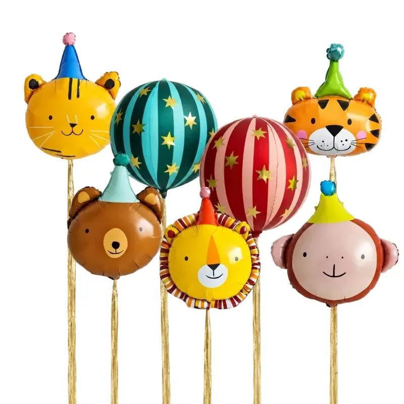 Animal Party Set with Red & Green Stripe Ball Bouquet Balloon
